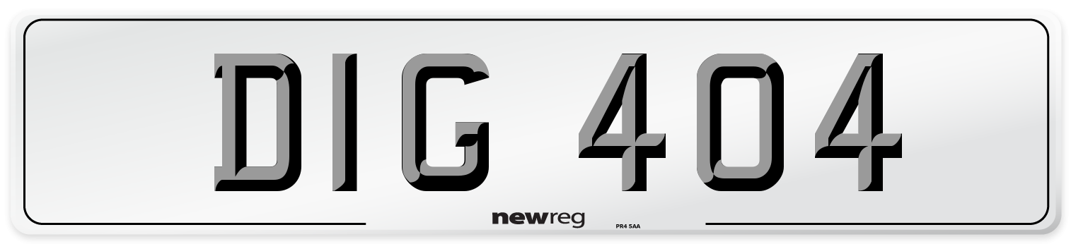 DIG 404 Number Plate from New Reg